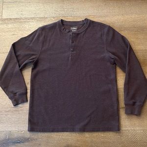 Unshrinkable Mini-Waffle Henley, Long-Sleeve Traditional Fit (Sz Med)